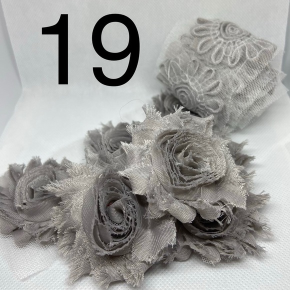 Gray Shabby flowers DIY headbands/clothing NEW lot - Picture 1 of 4